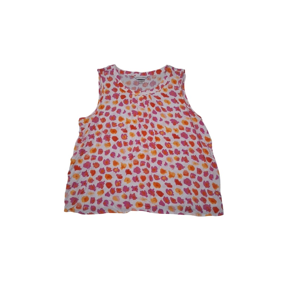 Christopher‎ & Banks Womens Large Pink Orange Abstract Floral Sleeveless Blouse